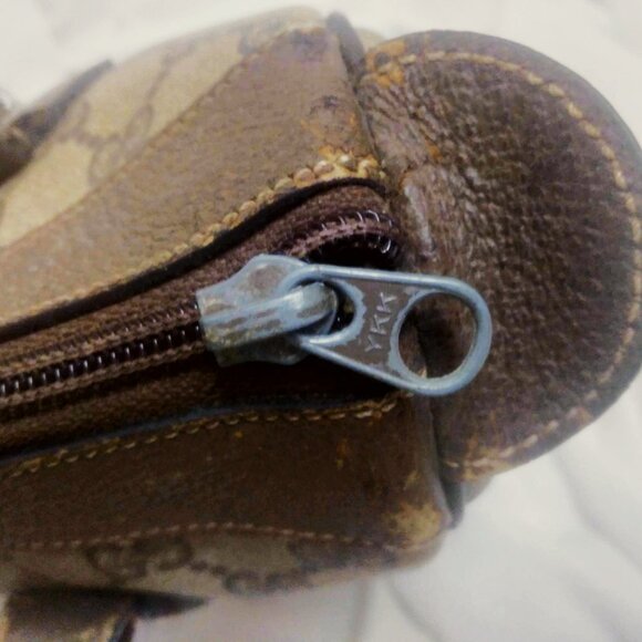 Gucci Vintage GG Logo Boston / Doctor Brown Tan Leather Handbag - FLAW - Picture 13 of 16